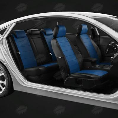 Чехлы на сидения Geely Coolray (2020-2024) черно-синяя экокожа Автолидер